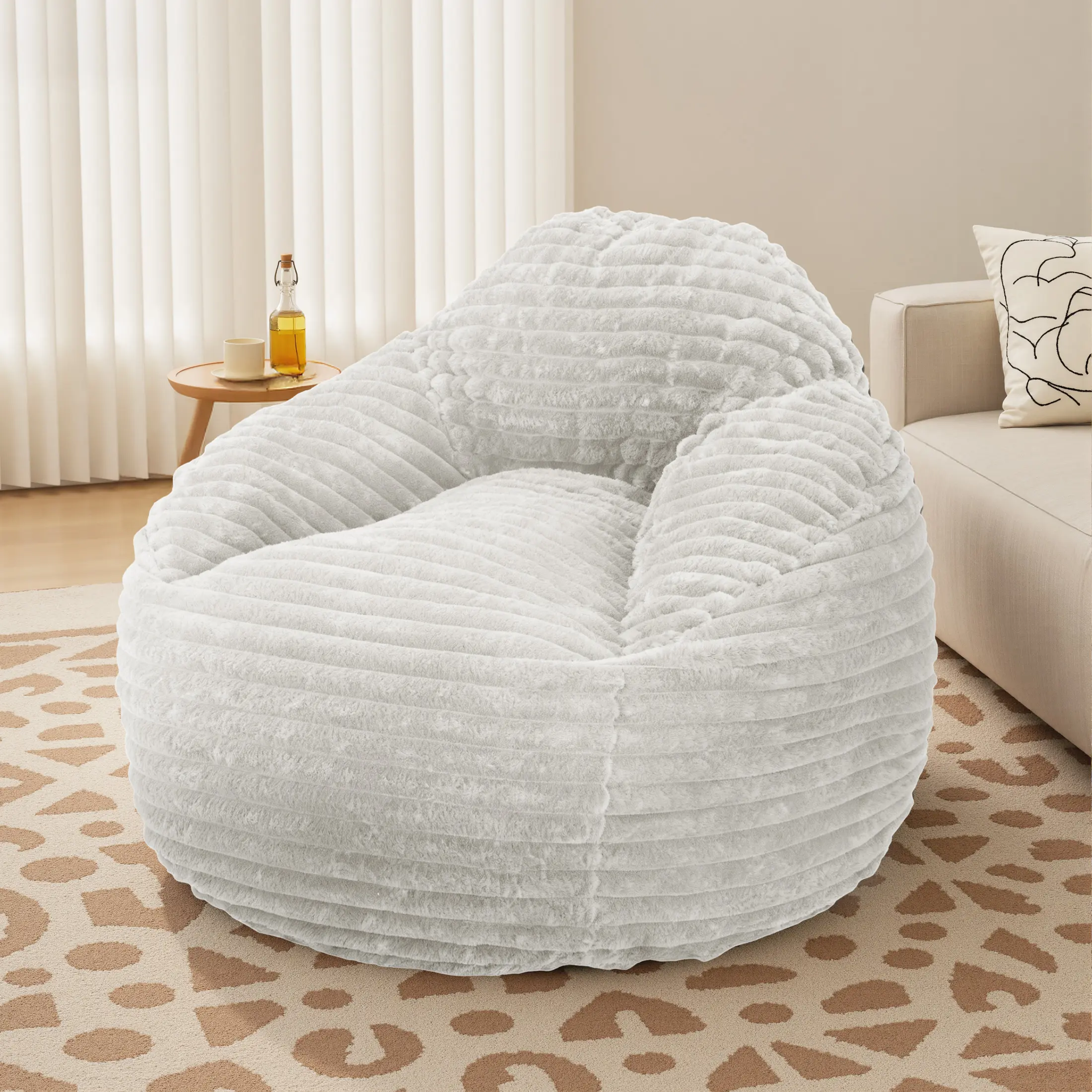 39" Ergonomic Foam-Filled Bean Bag Sofa Chair with Backrest & Armrests, Removable Cover, 250lb Capacity for Adults, Reading, Living Room