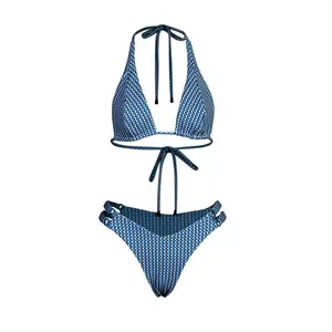 Sara - Sara – Checkered Blue Halter Bikini