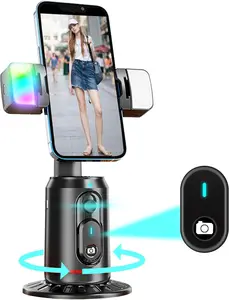 Crienten Auto Face Tracking Tripod, 360° AI Face Tracking Phone Holder with Remote, No App，Smart Phone Stand for iPhone & Android, Rechargeable Tripod for Video Recording, Live Streaming, TikTok, Vlog