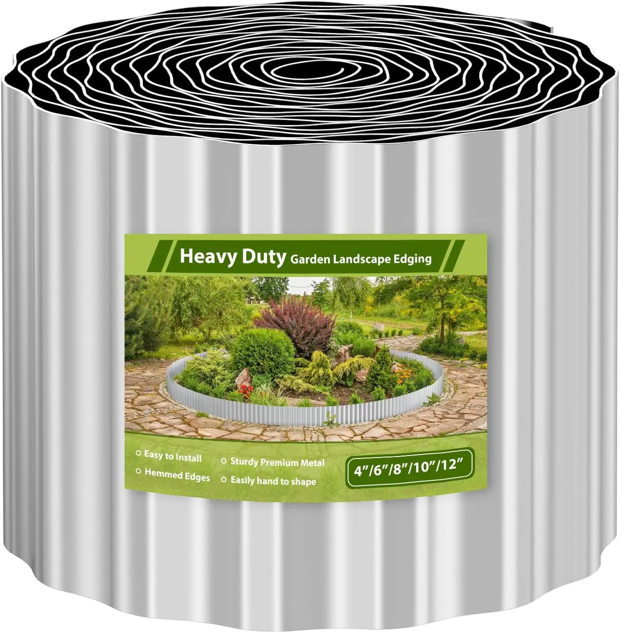 Garden Landscape Edging - 20ft Corrugated Metal, 6in Tall Flexible Bending Fence, Easy to Install Outdoor Raised Bed Garden Border Edging for Defining Borders, Lawns, Defines Borders