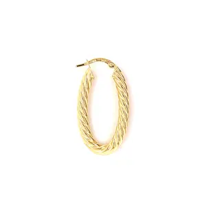 14K Gold Large Twist Oval Hoops