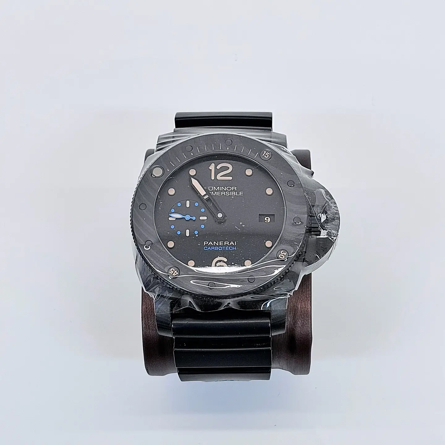Pre-Owned Panerai Submersible Automatic Analog Watch - Model PAM00616, 47mm Round Titanium Metal Case, Black, Accessories: Box, Authentication Card, N23352679