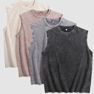 1/4 Pack Oversized Womens Unisex Vintage Acid Washed Tank Top for Women Sleeveless Crewneck Loose Fit Cotton Shirt,Relaxed Fit Tops Gyms Wash T-Shirt Running Beach Loose Fiting Undershirt