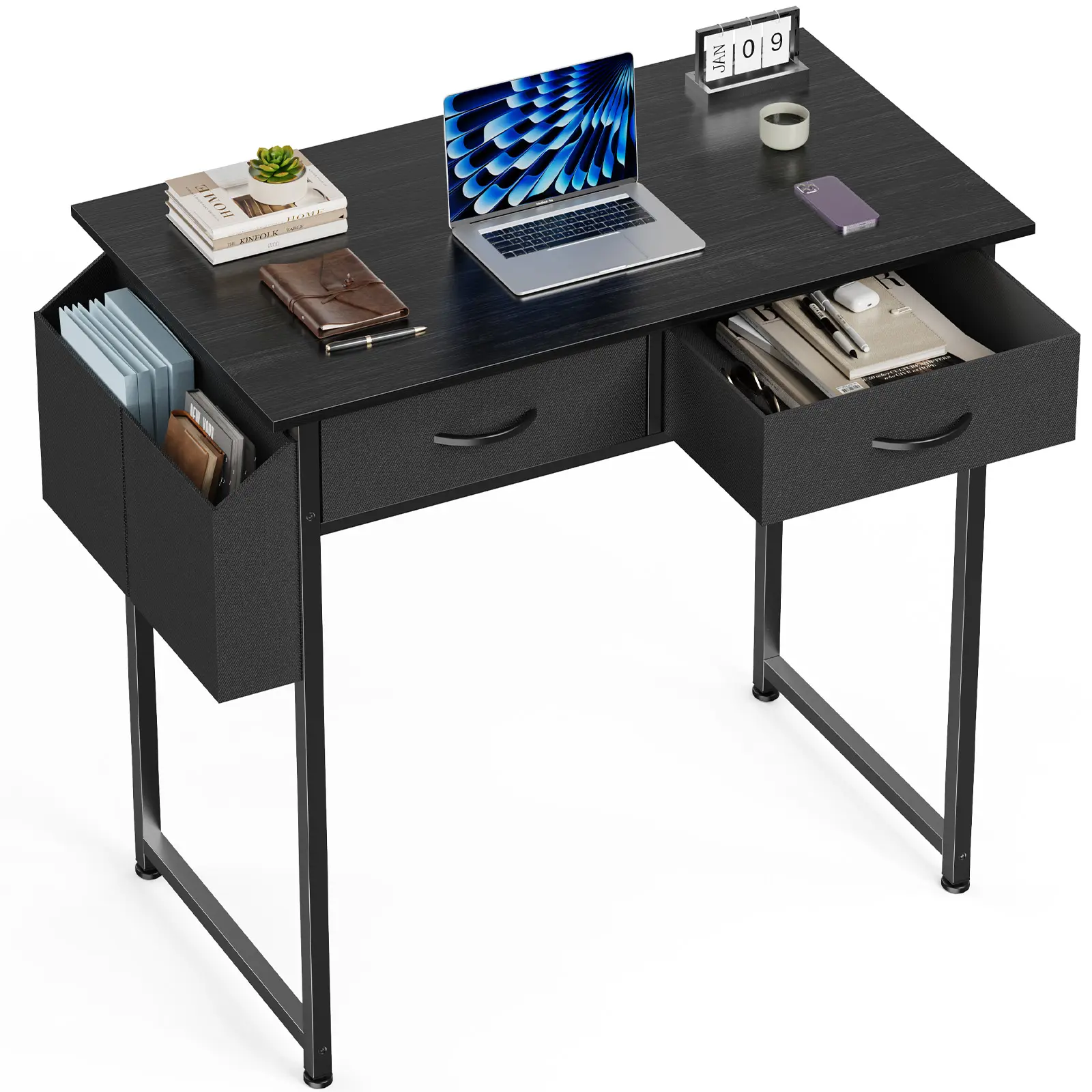 Modern Adjustable Multi-Function Gaming Computer Desk Stand - Apartment Office Furniture, Multiple Drawers, Storage Bag, Headphone Hook, Adjustable Legs, Durable for Small Home Office Spaces, Gaming Desk