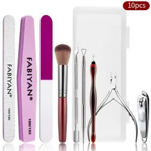 Professional Nail Care Tool Set, Nail Manicure Kit, Includes File, Cuticle Scissors, Storage Box, 10 Pieces, Home & Salon Use