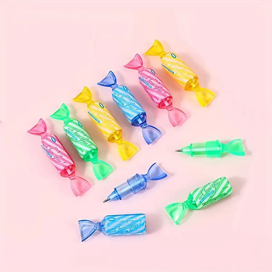 Mini Candy Shaped Novelty Pen, Cute Pens, Cute Office Pen, 4/8/12pcs Random Color Simulation Grease Pencil, Writing Pen, Funny Teacher Pens for School Supplies, Stationery Supplies & Gift Packaging