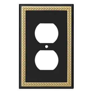 Harmon Black and Brushed Gold Single Duplex Decorative Outlet Cover