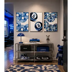 Abstract Blue Marble Pattern Painting, 3 Counts/set Canvas Wall Art Poster, Wall Art Decor for Home Living Room Bedroom Dining Room, Art Wall Decoration