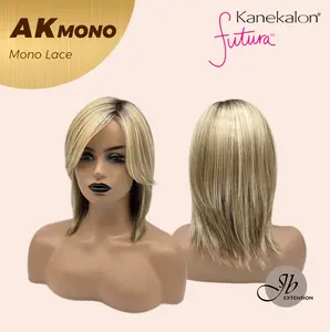JBEXTENSION AK MONO Monofilament Handmade Wig 6X5 Full Monofilament Hand Tied Top Wig 13 Inches Blonde Mono Lace Wig With Anti-slip Silicone Strips Glueless Wig AK MONO【BENDY EAR TABS】