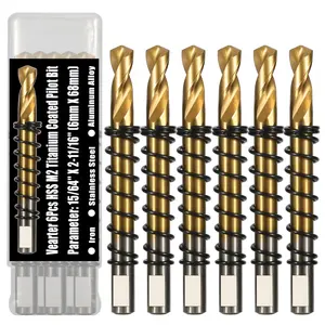 Vearter 6PCS Titanium-Plated Pilot Drill Bit for Hole Saw, High-Speed Steel M2 Hole Saw Center Drill Bit for Metal, Stainless Steel, Iron, Aluminum Alloy, Wood, Plastic