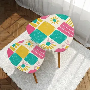 Mid Century Modern Palm Springs Moderism Teal Pink Yellow Nesting Tables
