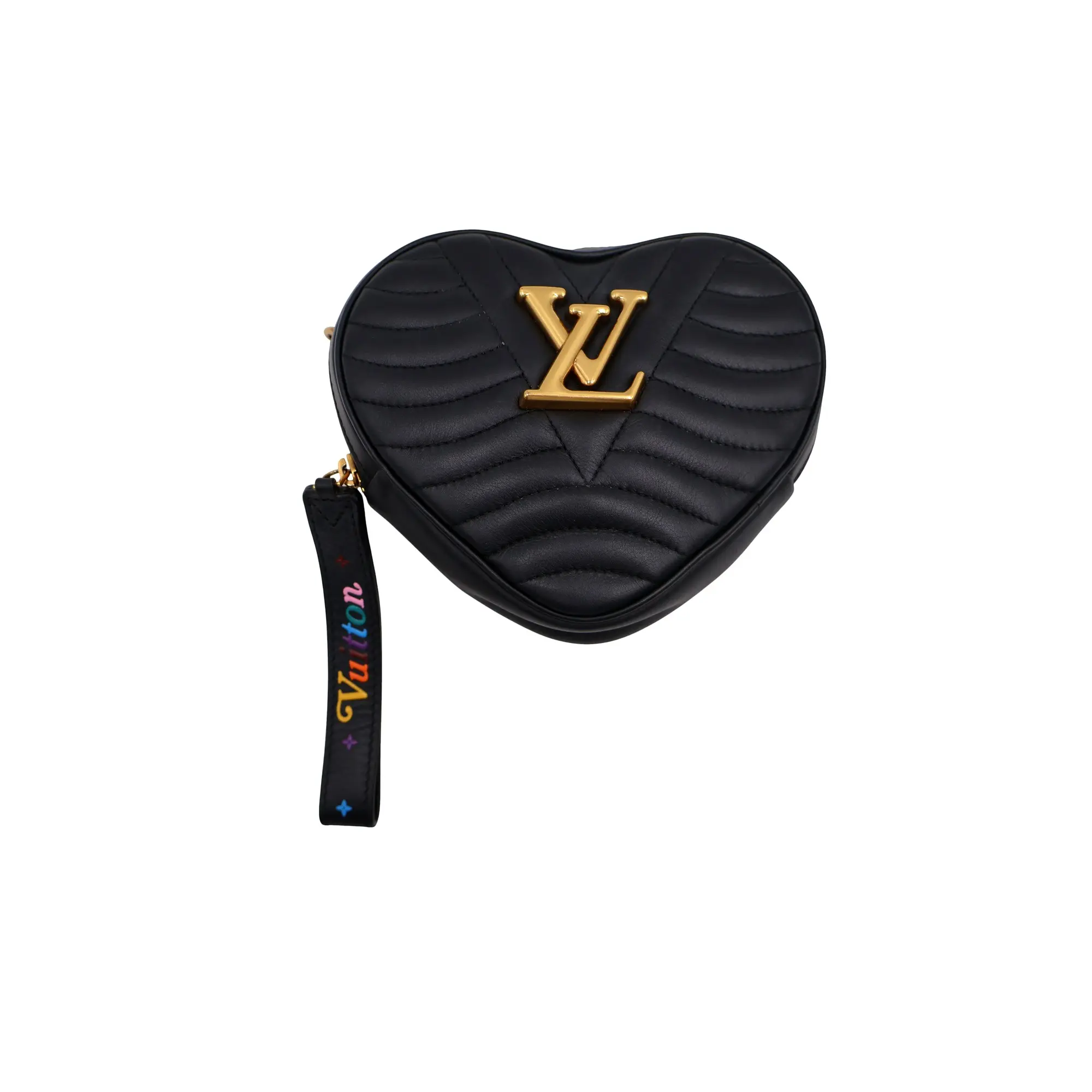 Pre-owned Louis Vuitton leather Clutches & Wristlets New Wave Quilted Heart Wristlet Bag (BL0775)