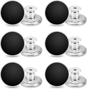 24 Pcs 17mm Jeans Button Replacement, Metal Buttons for Jeans No-Sew Nailess Removable Button for Jacket Coat, Loose Jeans, Pants DIY Sewing Replacement (Black)