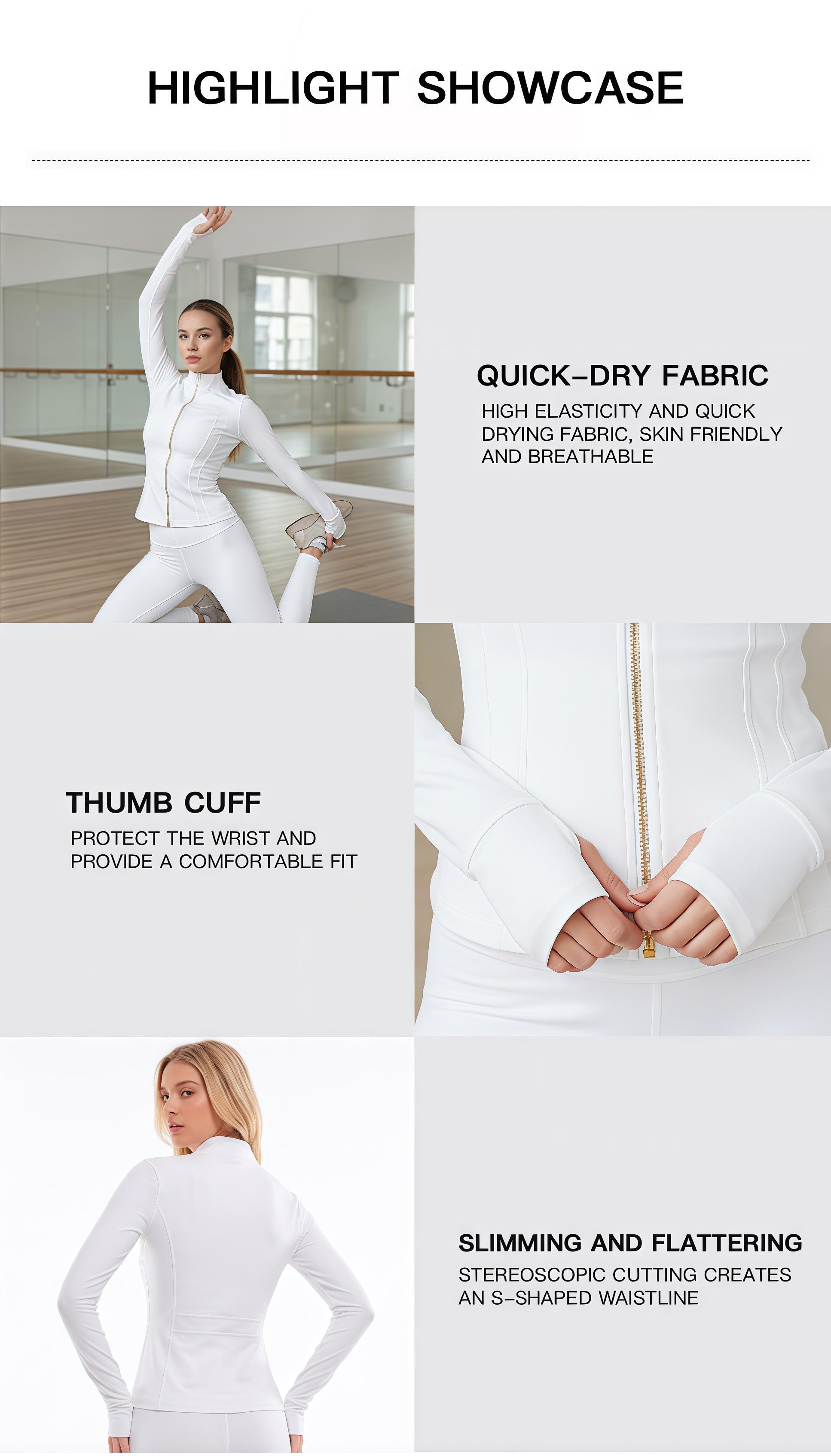 MG1 Women's Thumb Hole Zip Up Sports Jacket, Long Sleeve Active Outerwear Thumbholes Design, Casual Wear for Women Activewear Blazer