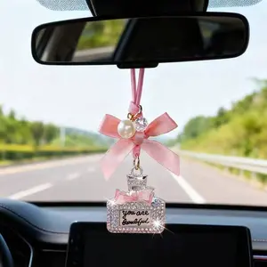 Personalized Car Rearview Mirror Pendant, Bow Design, High-End Fashion Accessory, Gift Idea, Car Interior Decoration, Stylish Automotive Ornament, Car Ornaments, Car Decorations, Car Accessories
