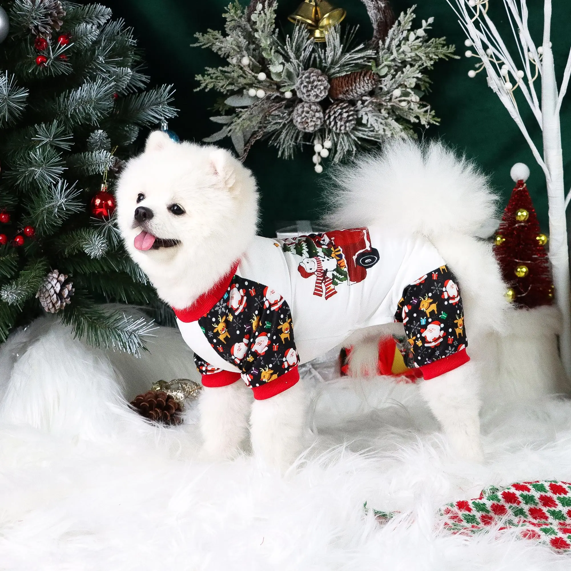 Christmas Themed Pet Clothes, Cute Car Print Pet Jumpsuit, Soft Pet Clothes for Dogs & Cats, Pet Costumes, Puppy Costume, Dog & Cat Clothing Supplies, Christmas Gift, for Poodle