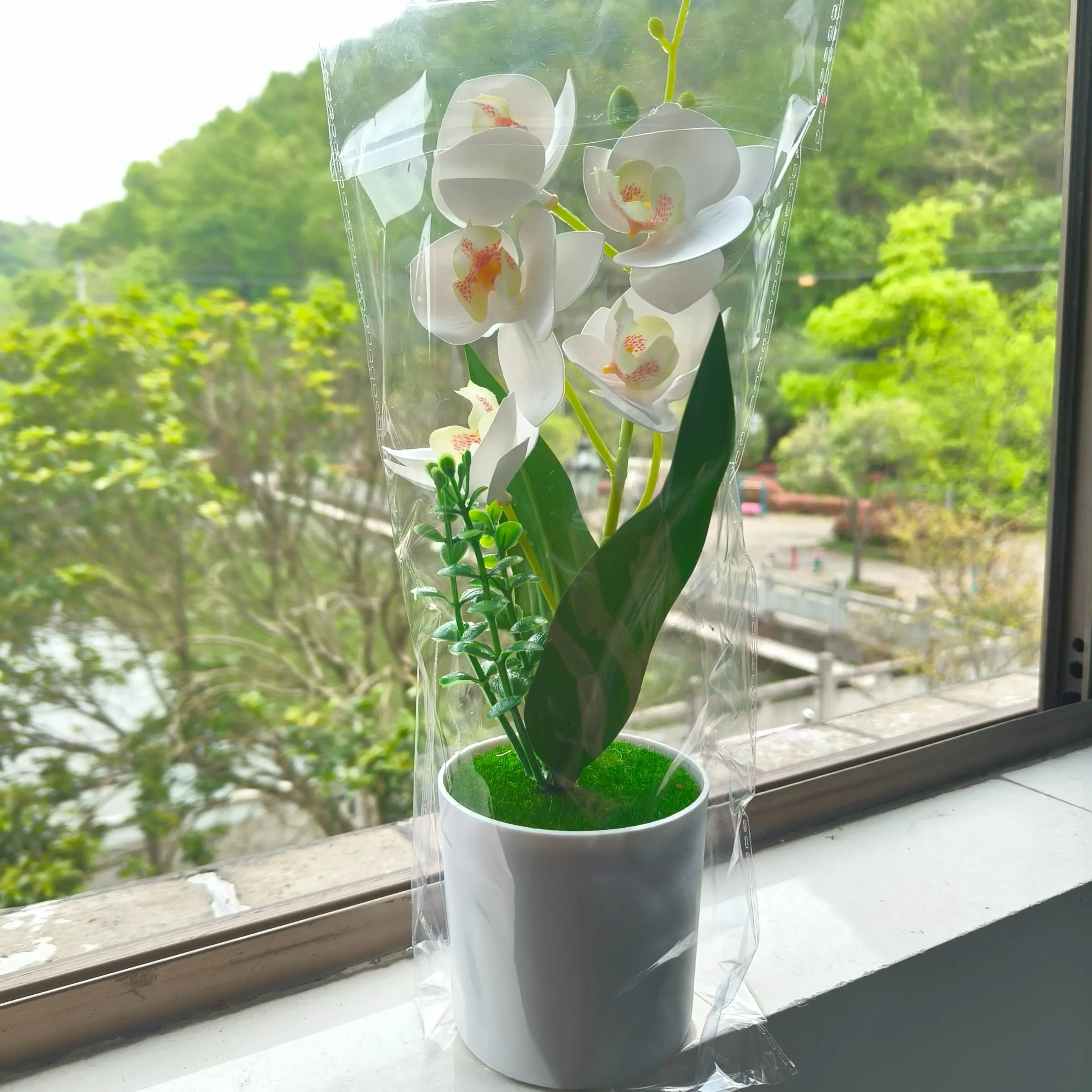 5pcs Butterfly Orchid Artificial Plant Pot Decor, Decorative Home Office Decoration, Photography Prop, Wedding Decor, Living Room Bedroom Bedside Tabletop, Gift, Artificial Flower Arrangements, Artificial Flower Decorations