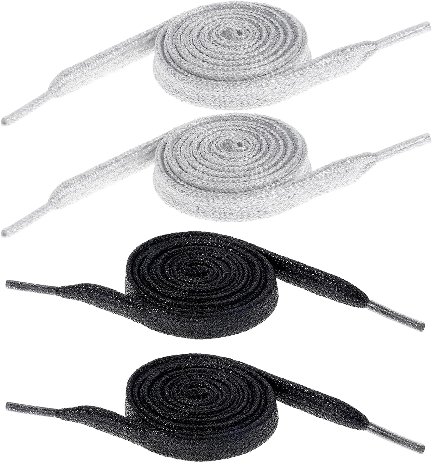 2 Pairs Rhinestone Shoe Laces, Glitter Shoe Laces for Sneakers Ribbon Shoelaces for Drawstring Cords Replacement for Sneakers Skate Boots  Shoes Boots Men Women(Black )
