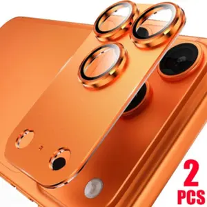 2pcs Metal Ring Camera Lens Protector Compatible With Smartphone iPhone 17 Pro Max 17 Pro, 9H+ Hardness, Anti-Fingerprint, Full Coverage Tempered Glass Camera Lens Protector Film For iPhone 17 Pro Max 17 Pro, Easy to Install, Case-Friendly, Accessories