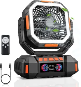 Portable Camping Fan 40000mAh Battery Powered, Rechargeable Camping Fan with Remote & LED Light, 4 Speed Strong Airflow & 3 Colors Light for Desk/Outdoor/Tent/Camping/Fishing