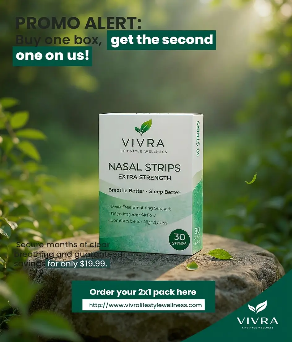 Vivra Nasal Strips - Drug-Free Anti-Snoring Medical Supplies for Adults, Prop 65 Safe Sleep Aid with Nasal Relief & Comforts for Nightly Use
