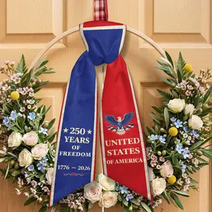 USA 250th Anniversary Patriotic Sash, American Independence Celebration Ribbon Freedom 1776-2026 4 of July Decor USA Wreath Sash