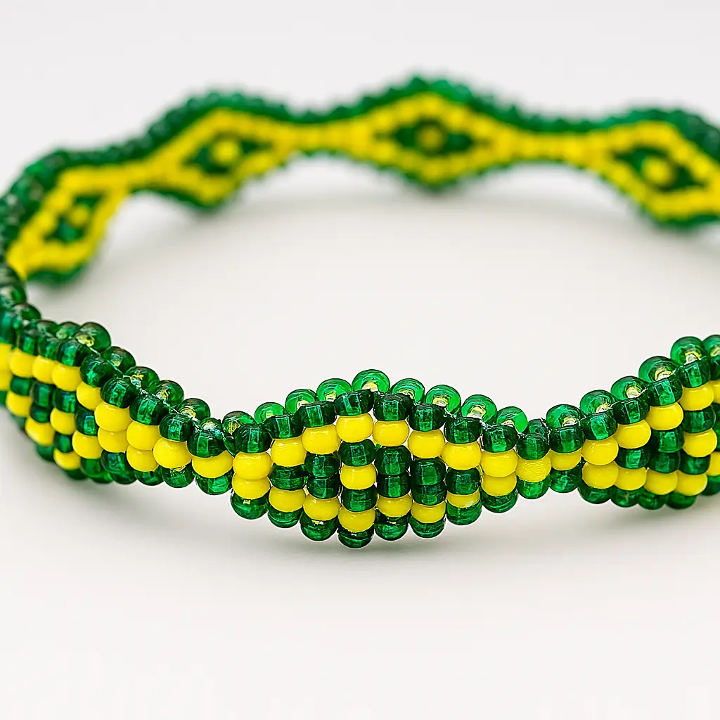 Ilde Orula Protection Bracelet - Green and Yellow Orisha Bracelet for Yoruba Religion Santeria Costume Jewelry
