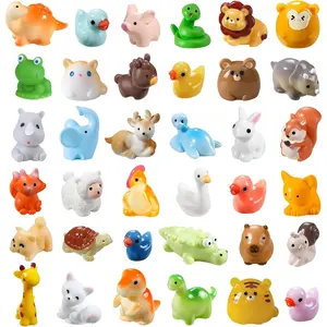40pcs 40 Styles Mini Tiny Resin Animal Figures Bulk for Micro Fairy Garden Landscape Accessories Dollhouse Crafts Decor Aquarium Toys
