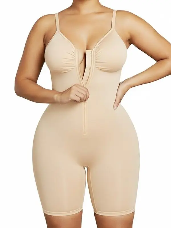 Body-Sculpt Fajas Colombianas shapewear Tummy Control Butt Lifter Shaper with Zipper Crotch detachable shoulder strap