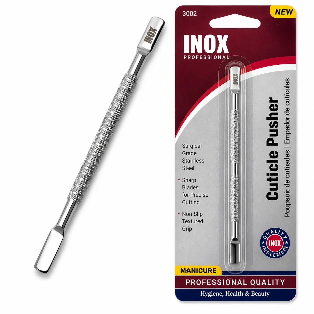 INOX Professional Cuticle Pusher – Stainless Steel Nail Tool | Salon Nails at Home