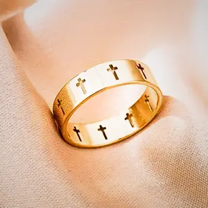 Stainless Steel Cross Ring – Unisex Minimalist Faith Fashion Jewelry