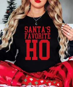 Santa's Favorite Ho Sweatshirt for Women - Funny Christmas Sweater for Adults - Winter Holiday Pullover - Gift for Christmas Lover Casual Comfort