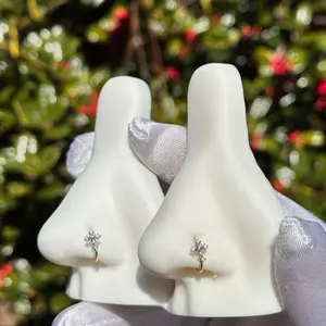 Cross Nose Hoop Piercing - Stainless Steel 20G 8mm Length