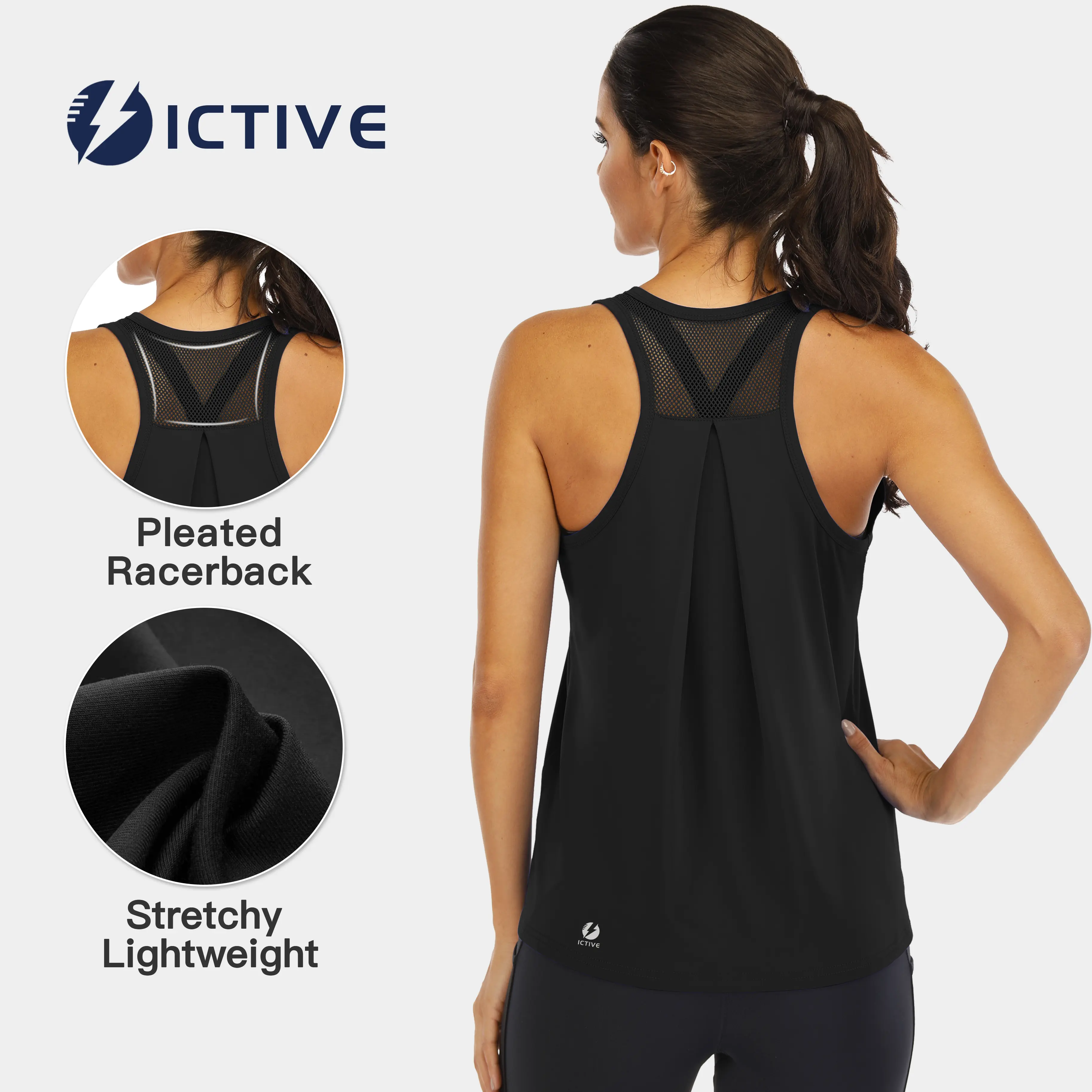 【ICTIVE】 womens workout tank tops — loose-fit racerback tank tops, mesh backless muscle tank tops, running tank tops Fitness Training Top Fitness Exercise Wear,travel essentials,camping essentials