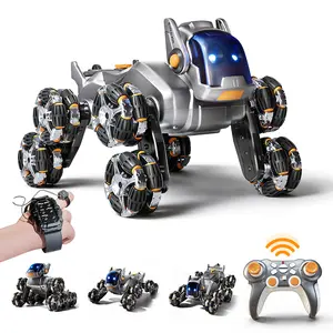 8-Wheel Stunt Robot Dog Toy Car for Kids – Dual Control by Watch & Remote  | Smart Parent-Control Pet Vehicle | 360° Flips, Dual Motors | LED Face + Music | USB Rechargeable