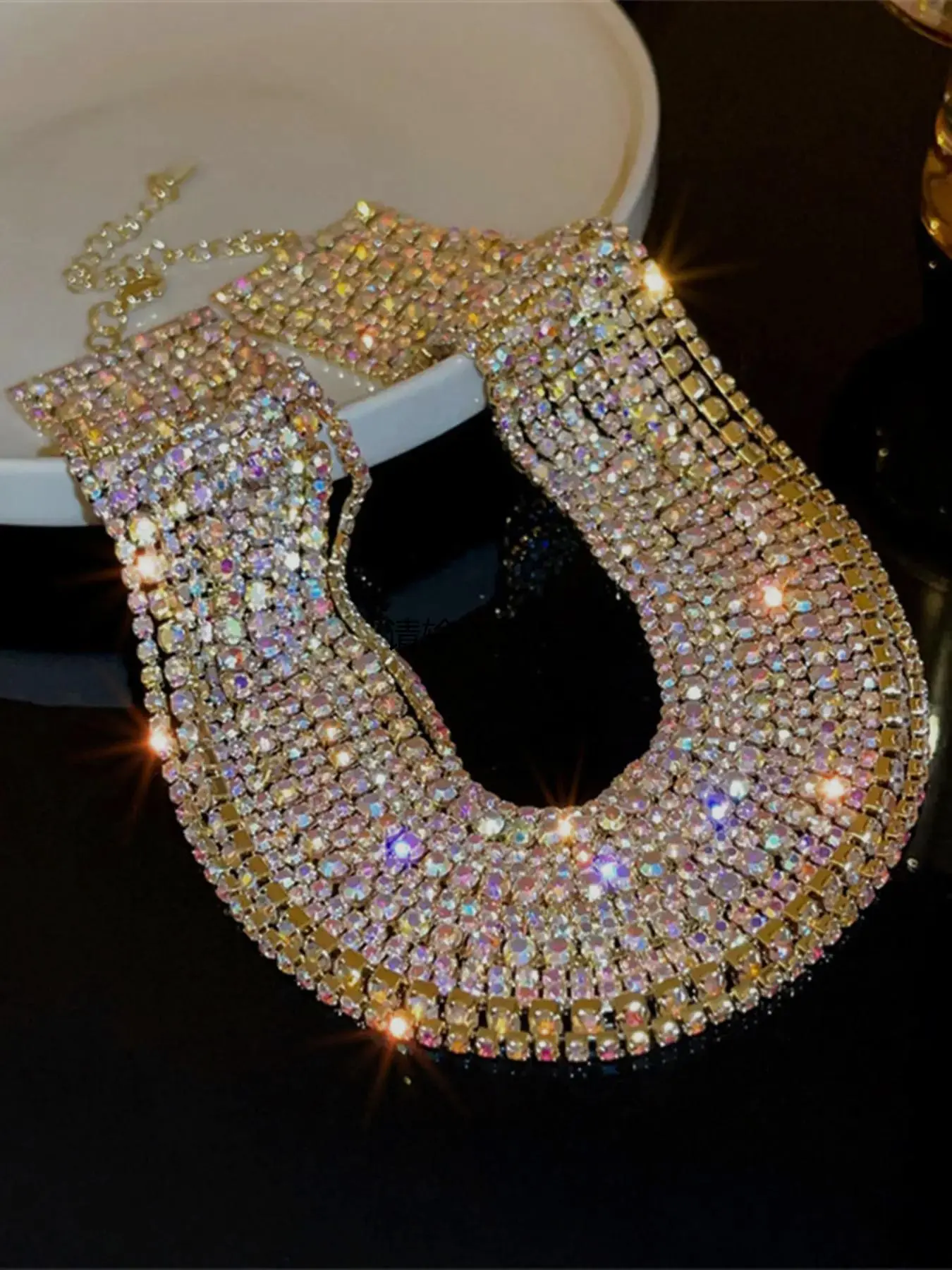 Rhinestone Decorated Necklace for Women for Party, Daily Clothing Decor, Trendy All-match, Elegant Rhinestone Necklace & Exquisite Jewelry for Birthday Gift, Statement Necklace, Trendy Fashionable Accessories, Shining Necklace