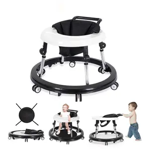 Baby Walker Foldable with 9 Adjustable Heights, Baby Walkers and Activity Center for Boys Girls Babies 7-18 Months, Baby Walker with Wheels Portable,DealsForYouDays