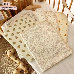 Baby Waterproof Diaper Pad, Newborn Cotton Crib Mattress Protector, Washable Bed Sheet for Kids, Soft Breathable Animal Print Design