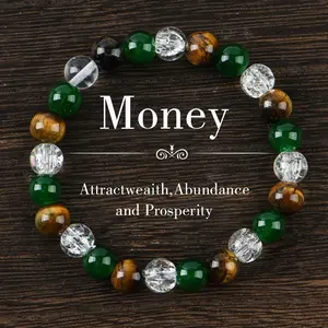 Petralune Tiger Eye Wealth Bracelet, a jewelry gift suitable for both men and women that boosts confidence, symbolizes unity, protection, and encouragement; fashionable synthetic color-contrast crystal bracelet.