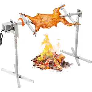 VEVOR Electric BBQ Rotisserie Grill Kit, 46 Inch 132 lbs Capacity, Automatic 52W Motor Height Adjustable Universal Roaster Stand, Stainless Steel Grilling Kit, Spit Rod with Heat Shield for Pig Lamb