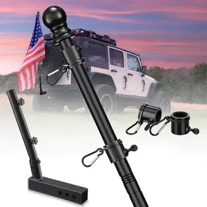 Heavy Duty Truck Flag Pole Kit with Trailer Hitch Mount - Tangle-Free Design, Windproof Flagpole Holder with Extra Long Sleeve for Trucks, Pickups, and Jeeps