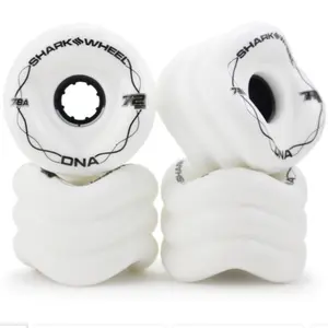 DNA SHARK WHEEL 72MM 78A White Longboard Wheels for Cruising Carving Freeride Downhill All Longboards Fast Soft Superior Grip Made in California US