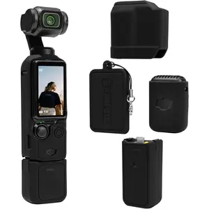 Protective Case for   Pocket 3 / Xtra Muse Camera, Soft  Grip Cover with Screen Protection & Mic, Lightweight, Anti-Scratch, for Travel, Vlogging, Daily Filming - Black