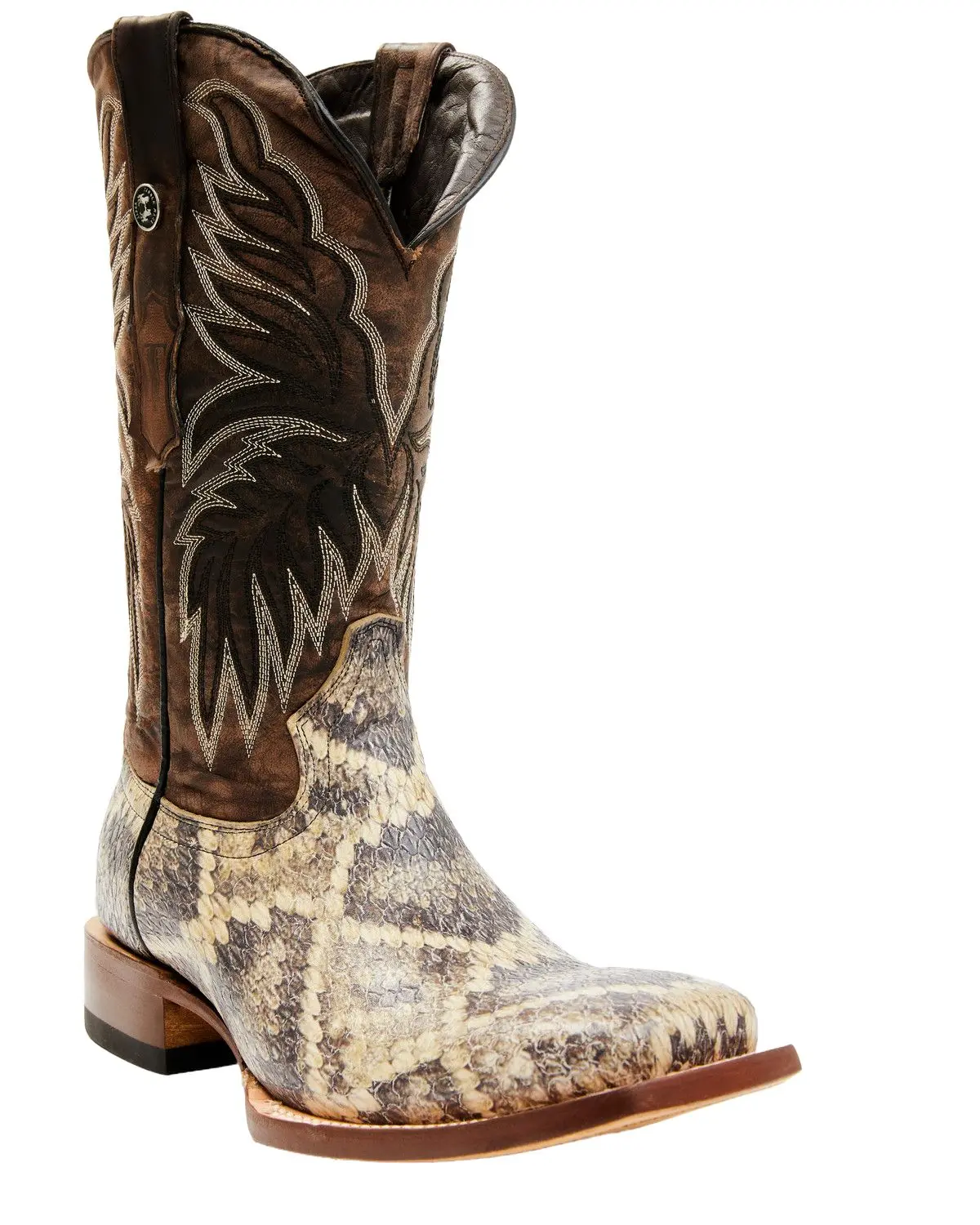 Tanner Mark Men's Men'S Rattlesnake Print Western Boot Broad Square Toe - Tm205563 H302