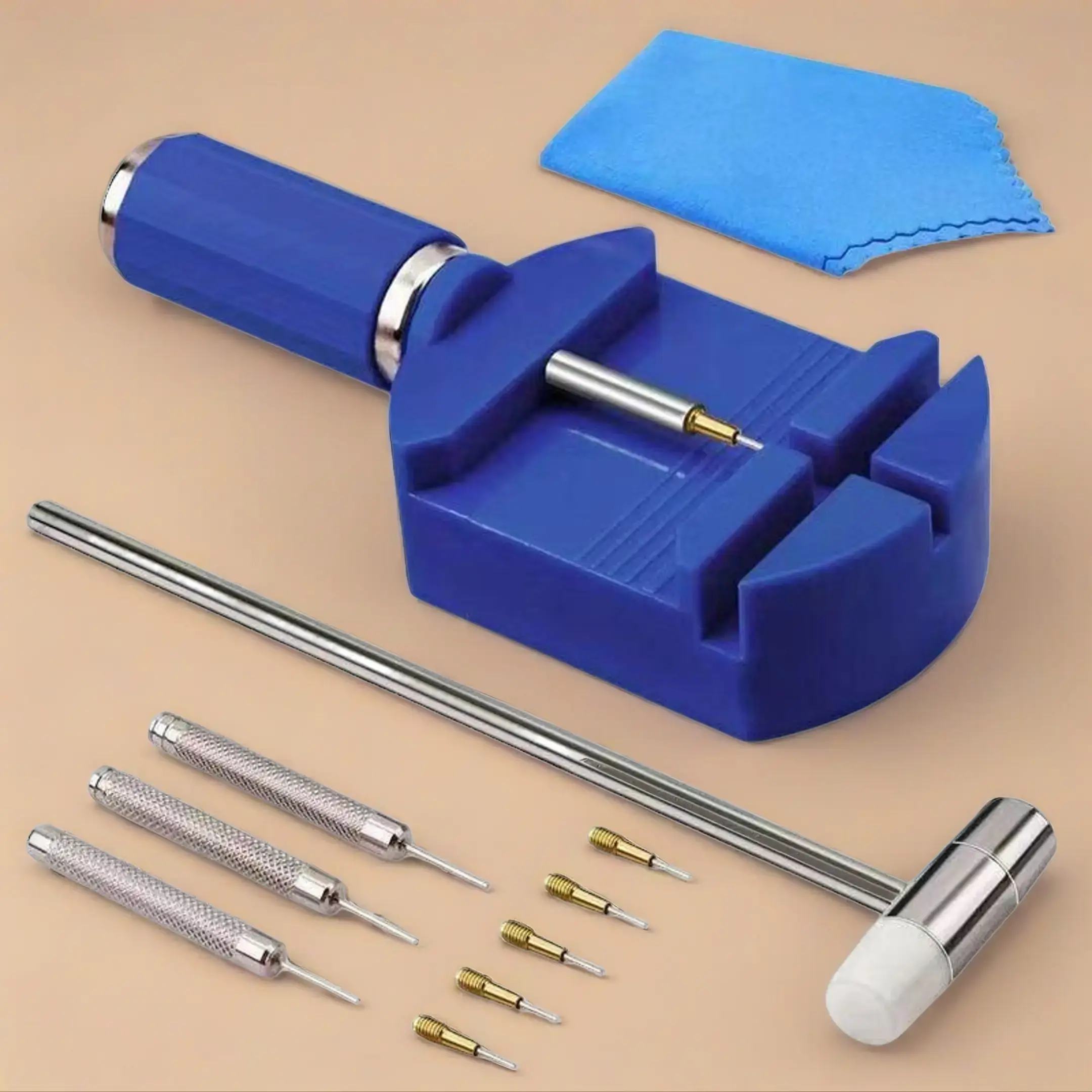 11-Pcs Professional Stainless Steel (Metal) Watch Repair Toolkit - User-Friendly Design Accessories Tool Kit with Precise Pin Removal, Band Adjustments, Portable Hand Tools for Enthusiasts (Includes Plastic Components)