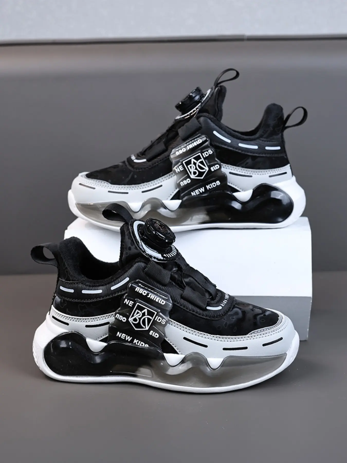 Spring Fall Casual Sports Shoes, Adjustable Rotating Buckle, Classic Colorblock, School Student Sneakers, Trainer, Eva Sole, Trainer Footwear