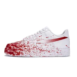 Men's Nike Air Force 1 Custom Low-Top Footwear Sneakers - Maison Mihara House White Official Stylish Trainer Sneakers with Artistic Splatter Graphic Print, Gothic Style, Anti-Slip Wear Resistance, Graphic Print Sneakers