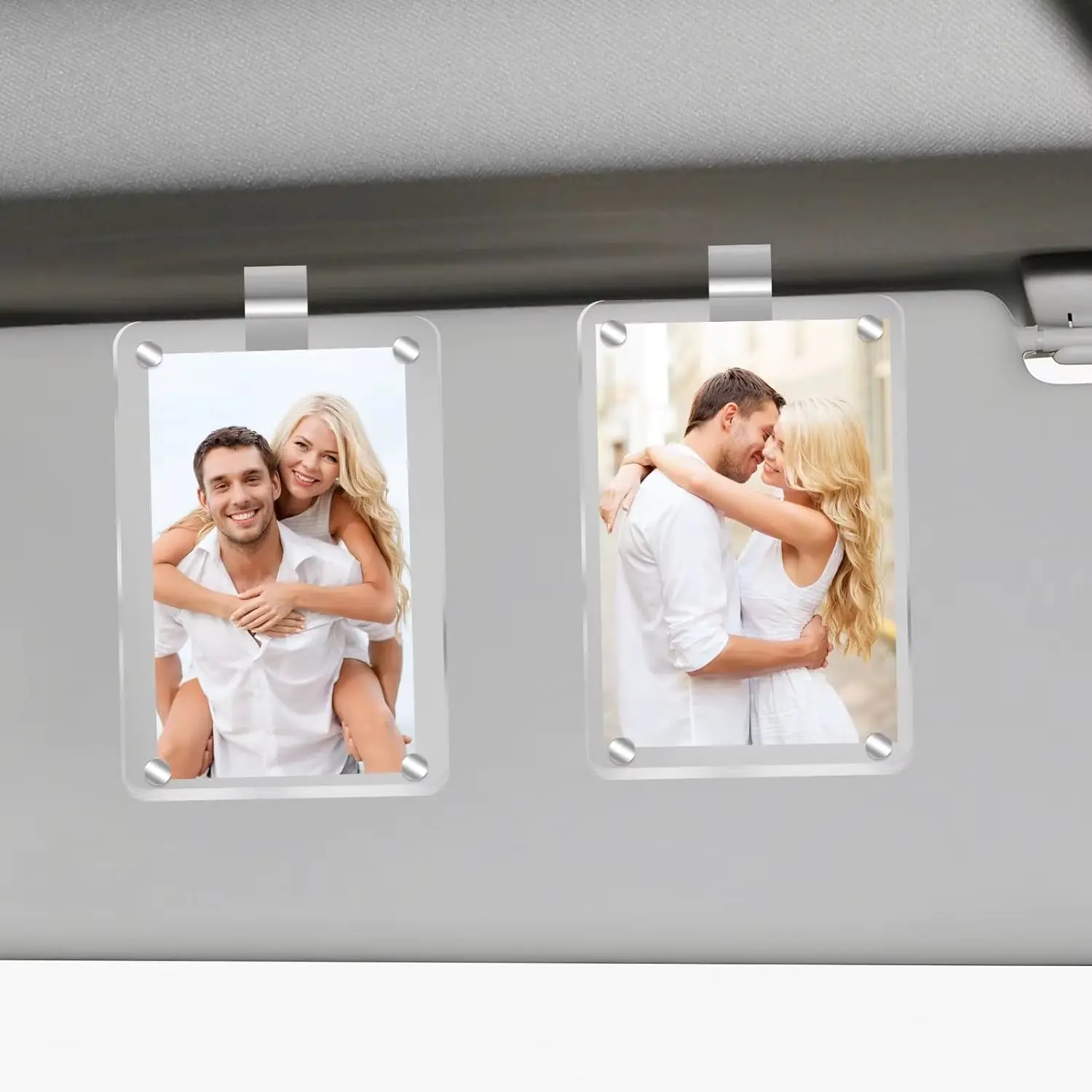 Magnetic Car Visor Photo Frame - Acrylic Picture Holder for 3 Photos