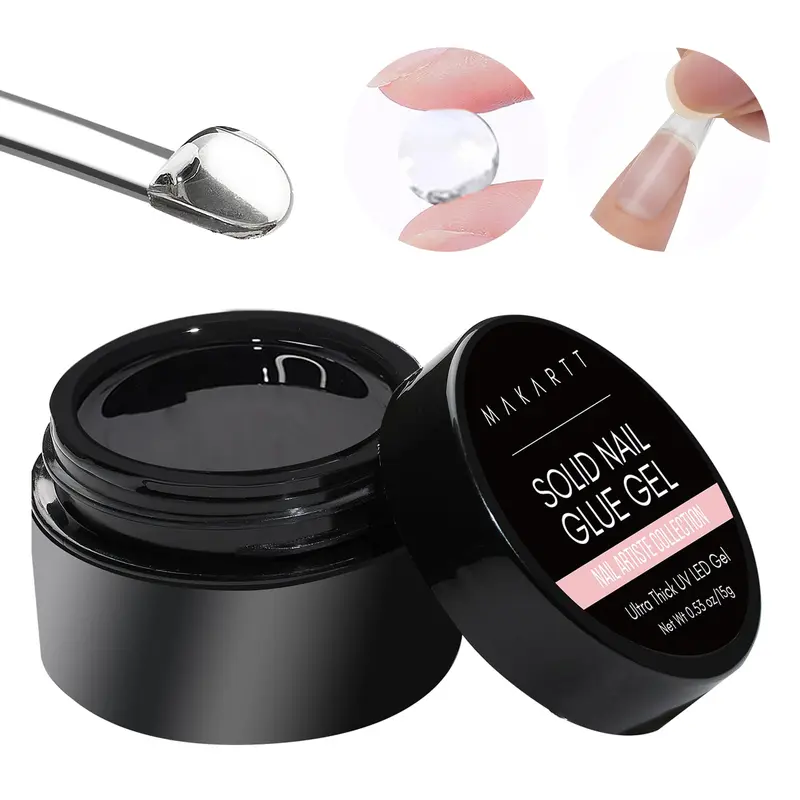 Makartt Solid Nail Gel Glue - 15ML Clear Gel for Soft Gel and Acrylic Nail Tips, Press-Ons, and Nail Strengthening. Ideal for DIY Nail Art, Cures under UV Light. sallys nail glue Nail Care Nail Polish, Nail Adhesive, Solid Nail Tips Glue, Diy Nail Art Gel