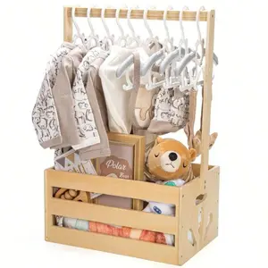 Viral Baby Shower Gift Basket! GORGEOUS Wooden Box with Handle - Perfect for Newborn Clothes, Blankets & Nursery Organization. Aesthetic & Practical Gift New Moms LOVE!